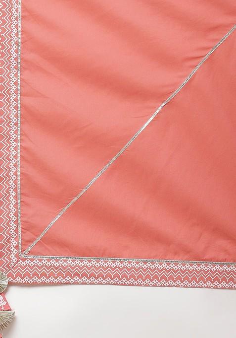 Pink Printed Blended Lehenga Choli