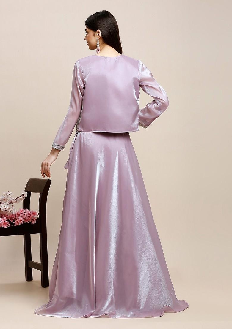 Lavender Emboridered Blended Lehenga Choli - Indya