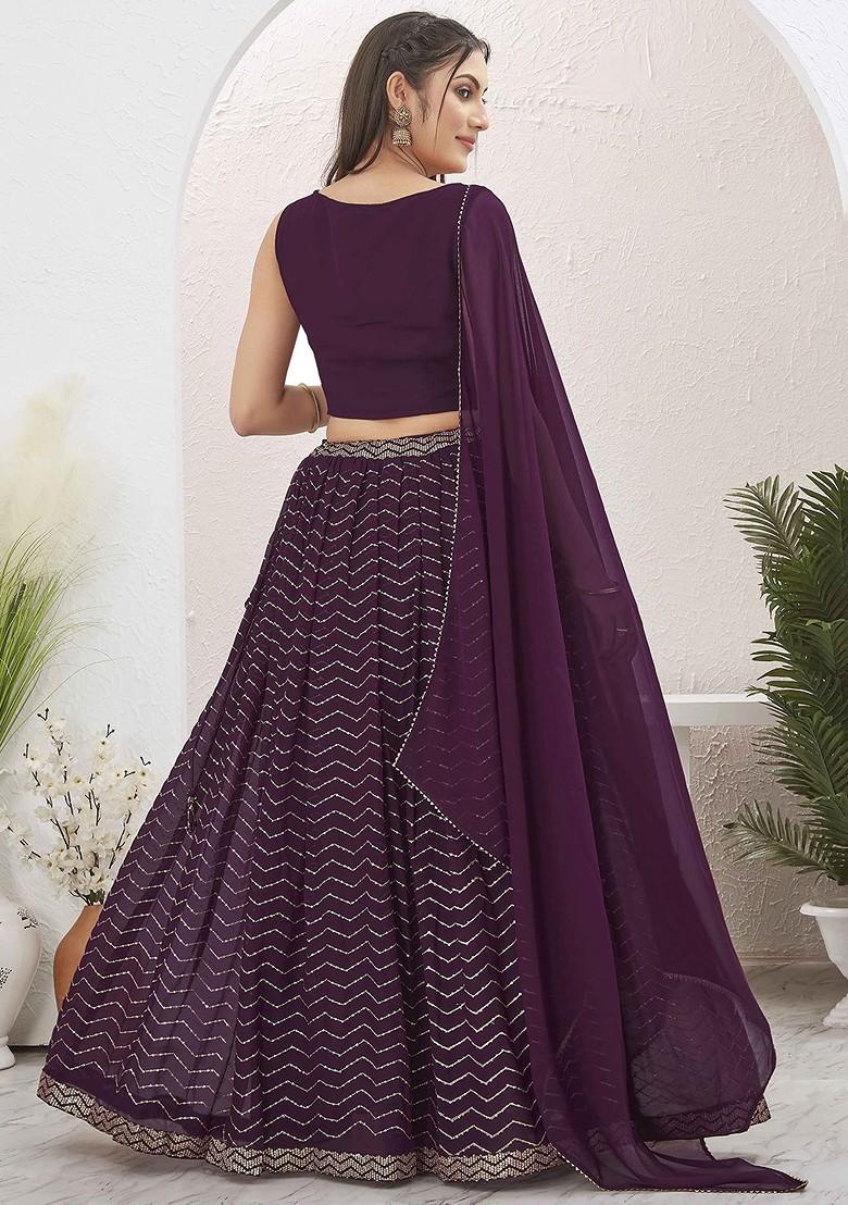 Burgundy Emboridered Blended Lehenga Choli