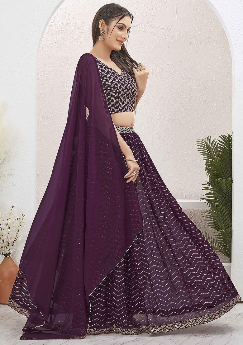 Burgundy Emboridered Blended Lehenga Choli