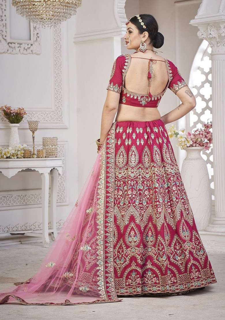 Maroon Emboridered Blended Lehenga Choli - Indya
