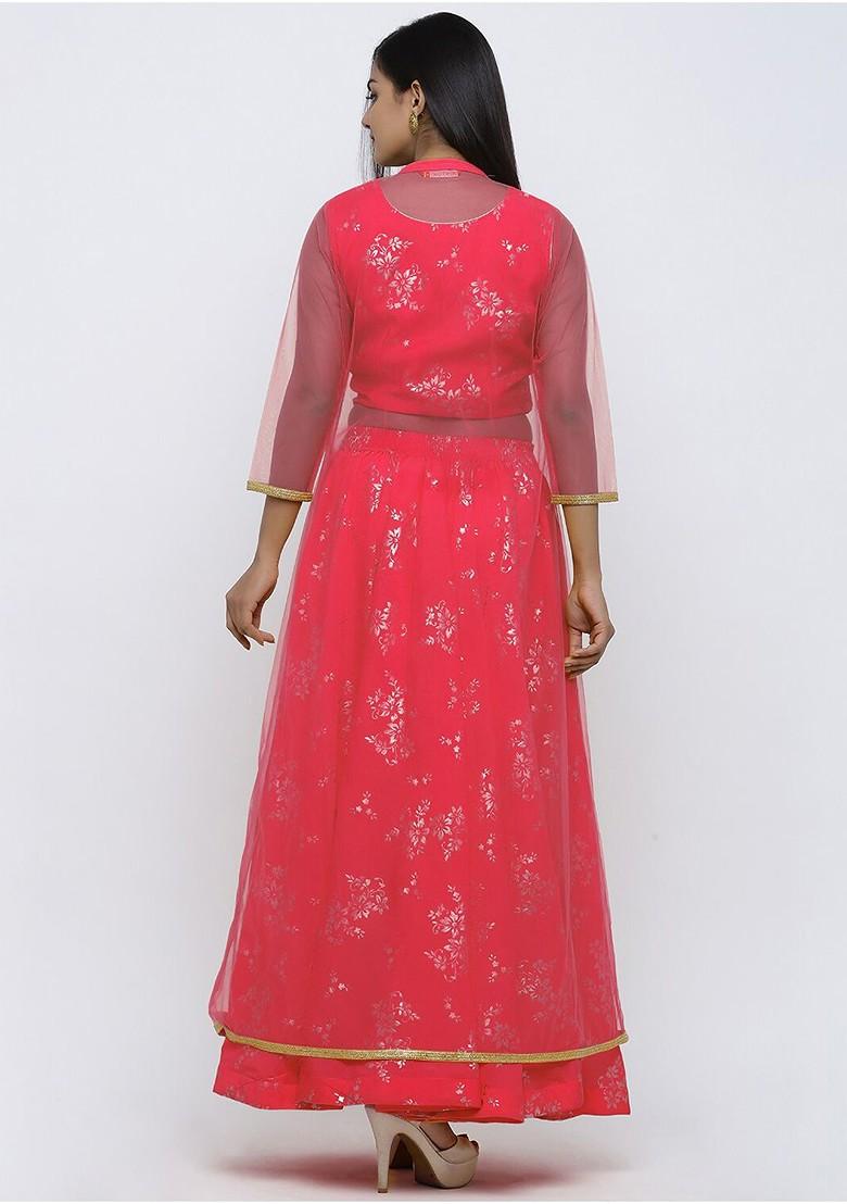 Fuchsia Printed Blended Lehenga Choli