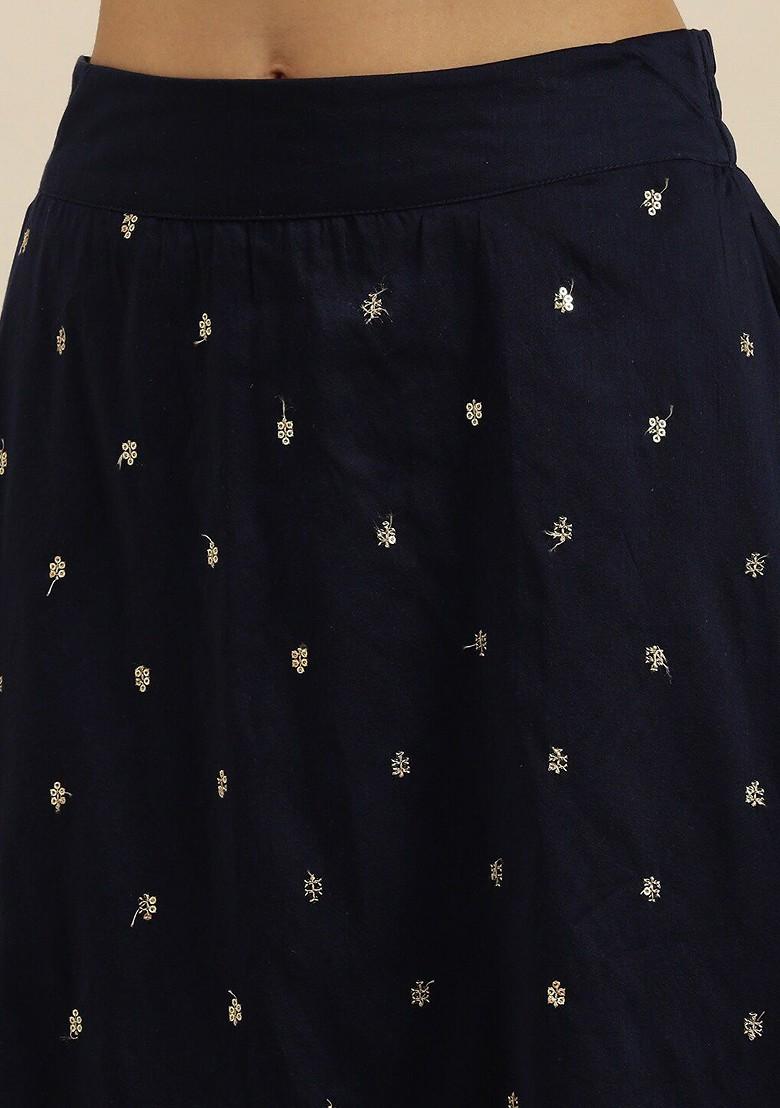 Navy Blue Emboridered Blended Lehenga Choli