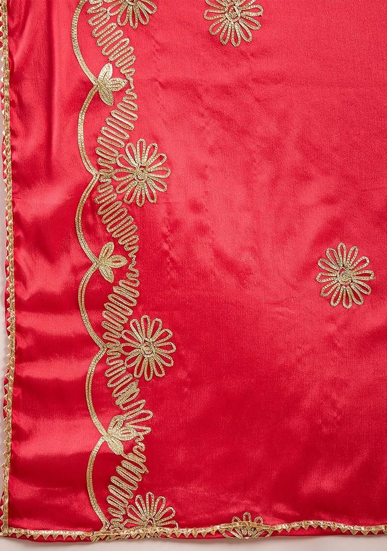 Peach Woven Design Blended Lehenga Choli - Indya