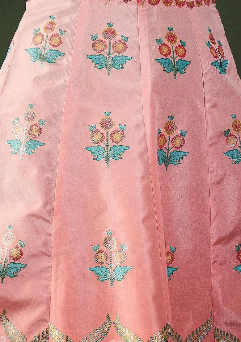 Coffee Brown Printed Blended Lehenga Choli - Indya