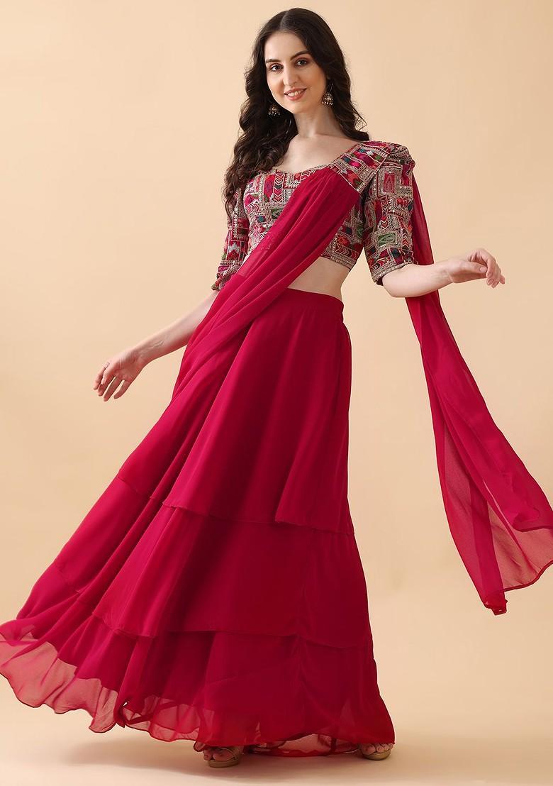 Pink Emboridered Blended Lehenga Choli
