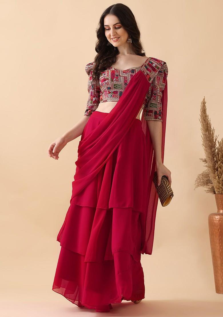 Pink Emboridered Blended Lehenga Choli