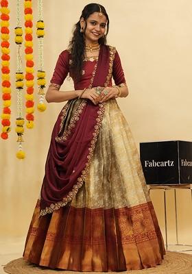 Maroon Emboridered Blended Lehenga Choli