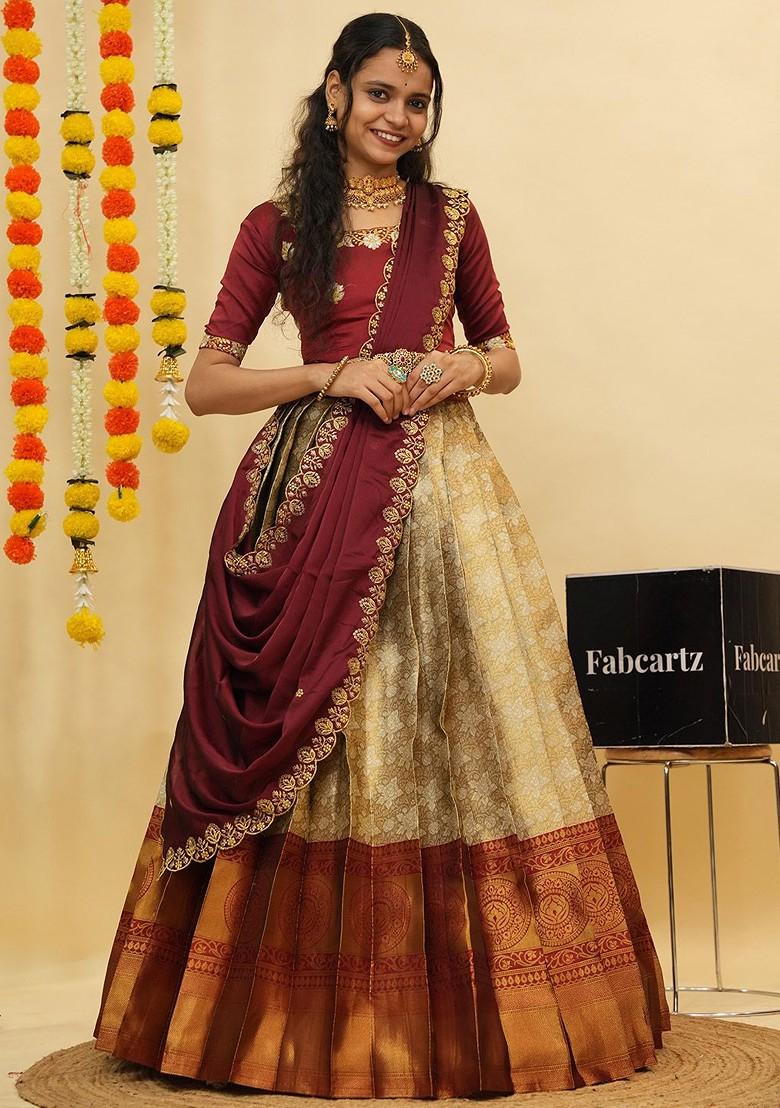 Maroon Emboridered Blended Lehenga Choli - Indya