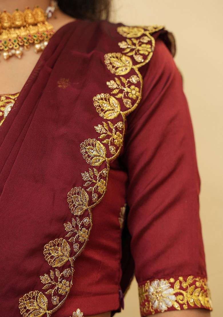 Maroon Emboridered Blended Lehenga Choli - Indya