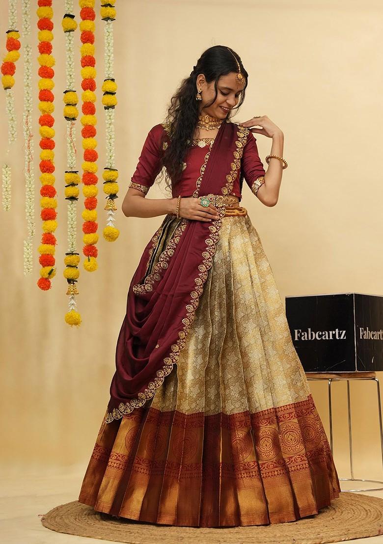 Maroon Emboridered Blended Lehenga Choli - Indya