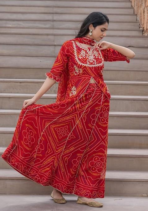 Red Emboridered Blended Lehenga Choli