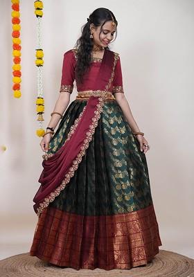 Green Zari Work Blended Lehenga Choli
