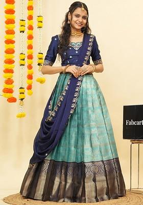 Sea Green Emboridered Blended Lehenga Choli