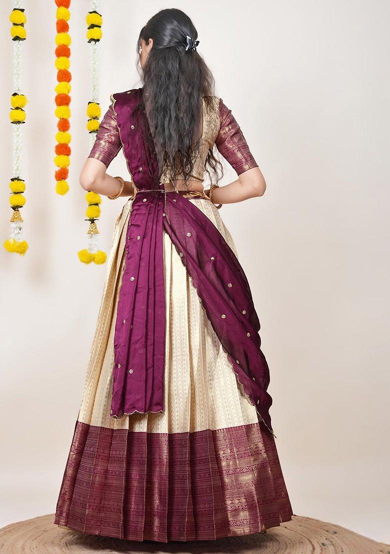 Purple Woven Design Blended Lehenga Choli - Indya