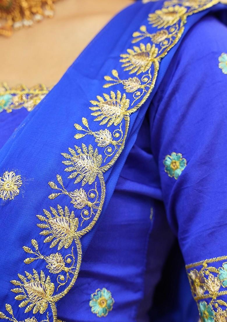 Sea Green Embellished Blended Lehenga Choli - Indya