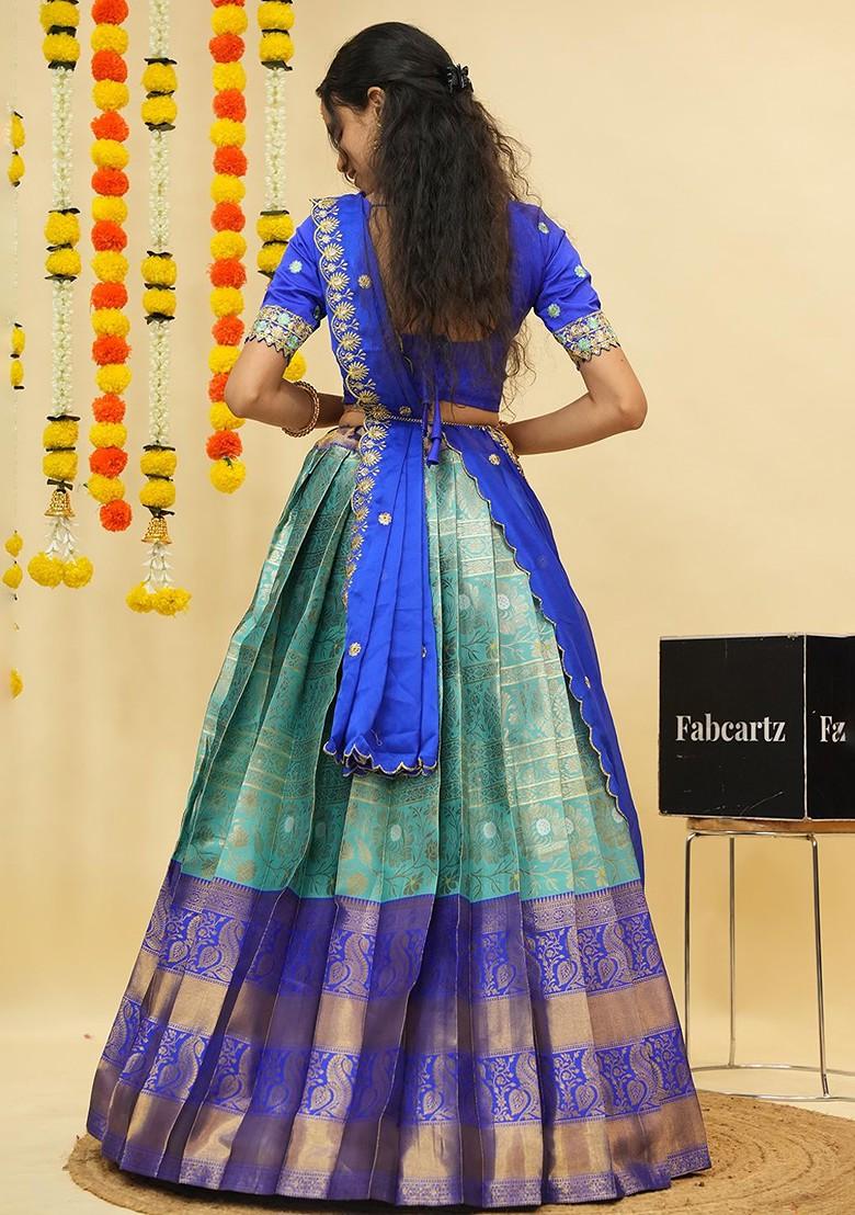 Sea Green Embellished Blended Lehenga Choli - Indya