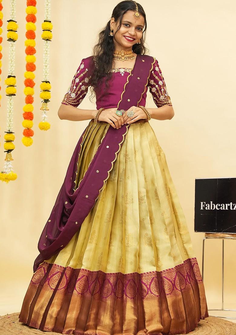Beige Emboridered Blended Lehenga Choli - Indya