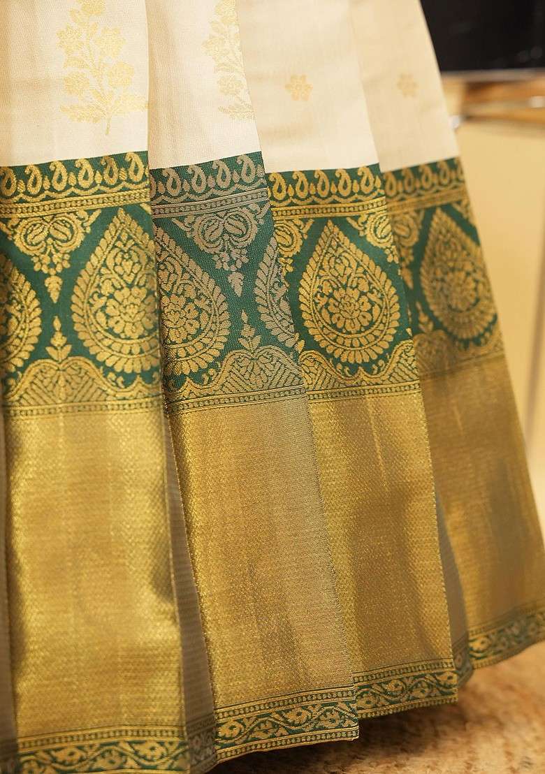 Cream Emboridered Blended Lehenga Choli - Indya
