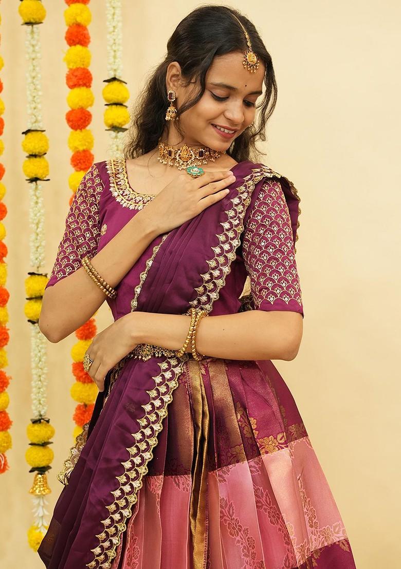 Pink Emboridered Blended Lehenga Choli - Indya