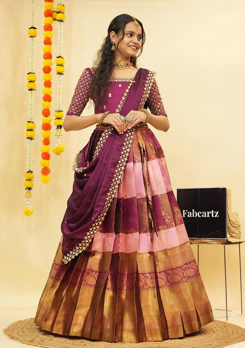 Pink Emboridered Blended Lehenga Choli - Indya
