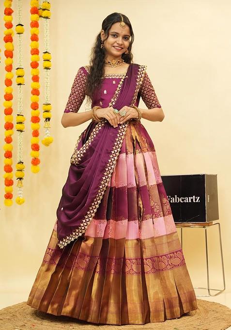 Pink Emboridered Blended Lehenga Choli — view on Indya