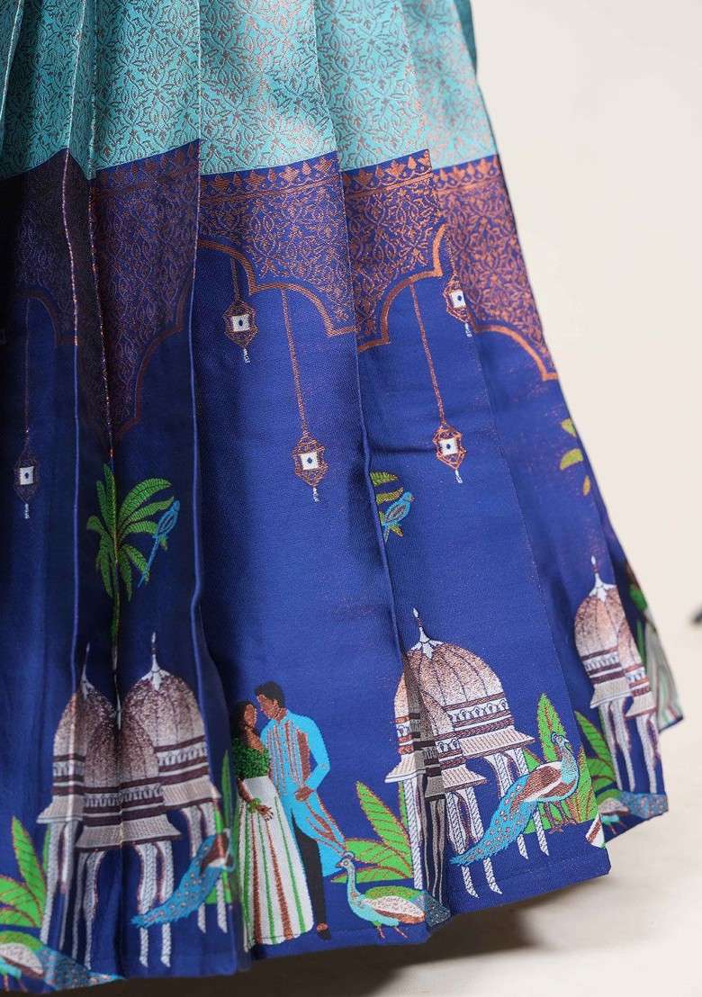 Sea Green Embellished Blended Lehenga Choli - Indya