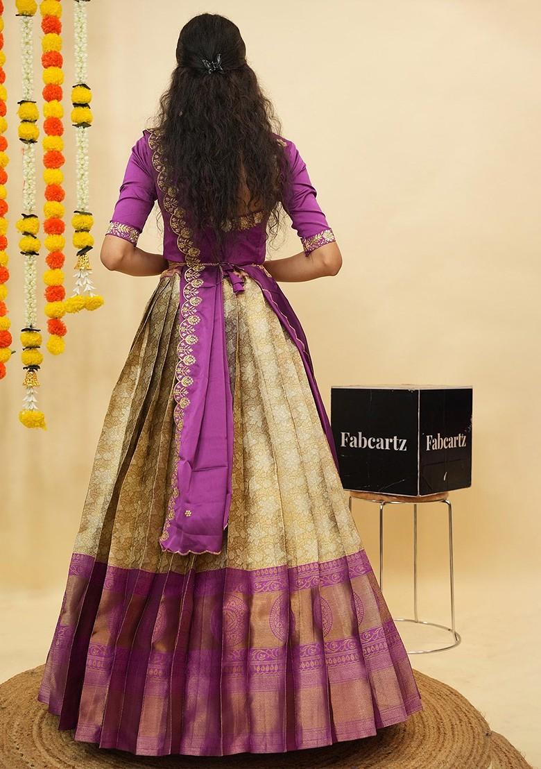 Purple Emboridered Blended Lehenga Choli - Indya