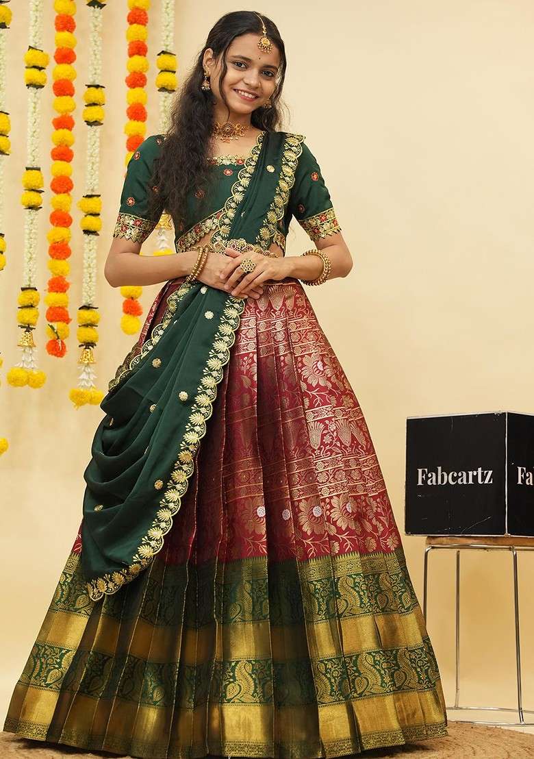 Maroon Emboridered Blended Lehenga Choli - Indya