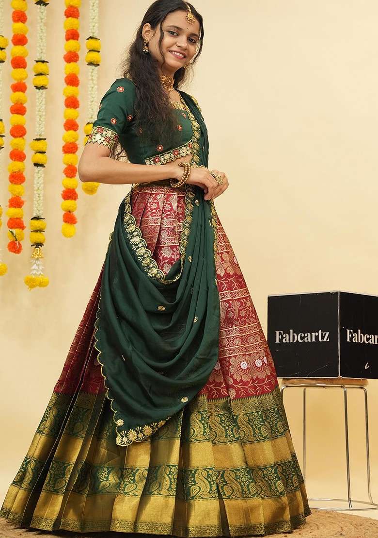 Maroon Emboridered Blended Lehenga Choli - Indya