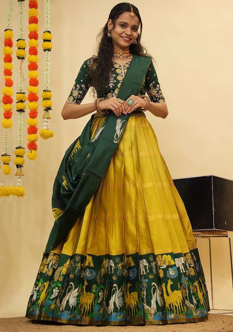 Yellow Emboridered Blended Lehenga Choli - Indya