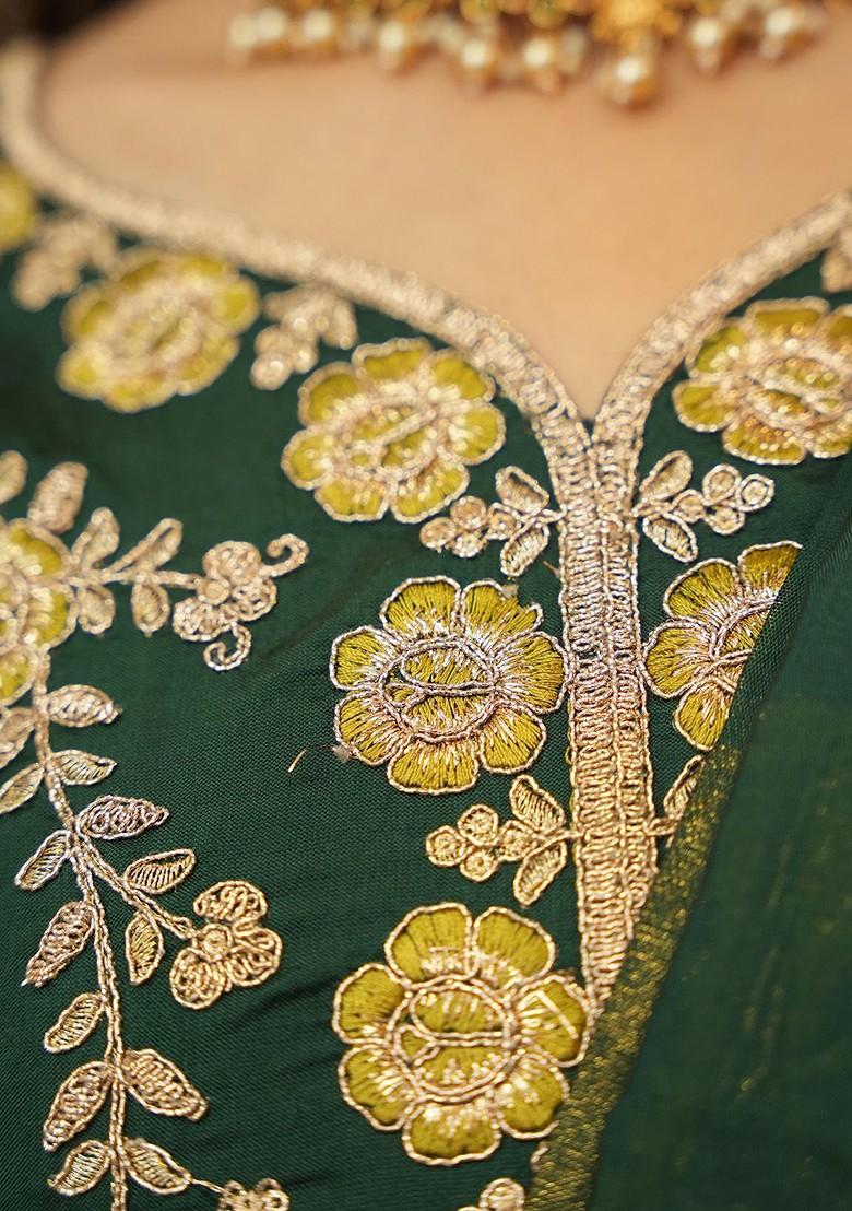 Yellow Emboridered Blended Lehenga Choli - Indya