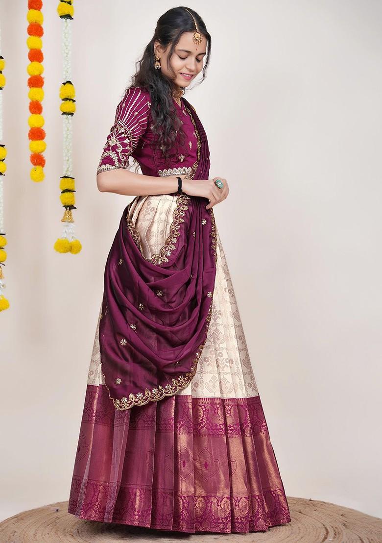 Cream Emboridered Blended Lehenga Choli - Indya