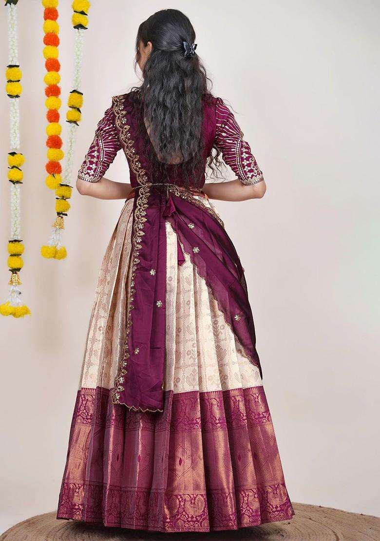 Cream Emboridered Blended Lehenga Choli - Indya