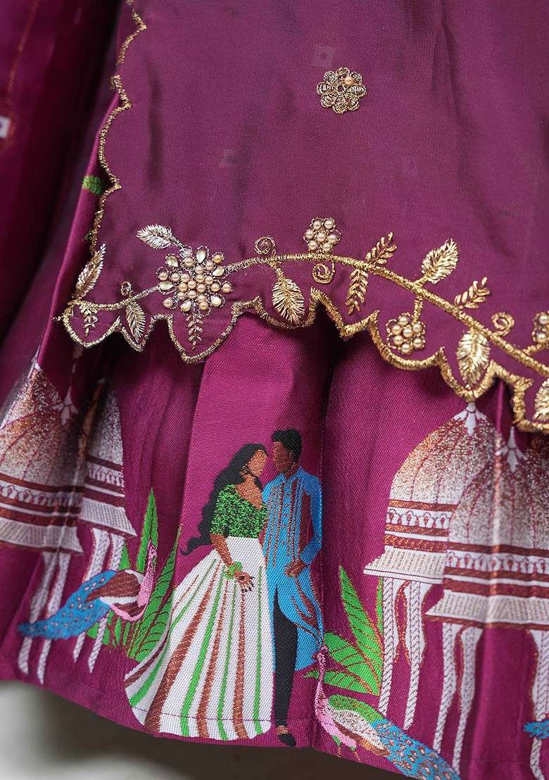 Pink Embellished Blended Lehenga Choli - Indya