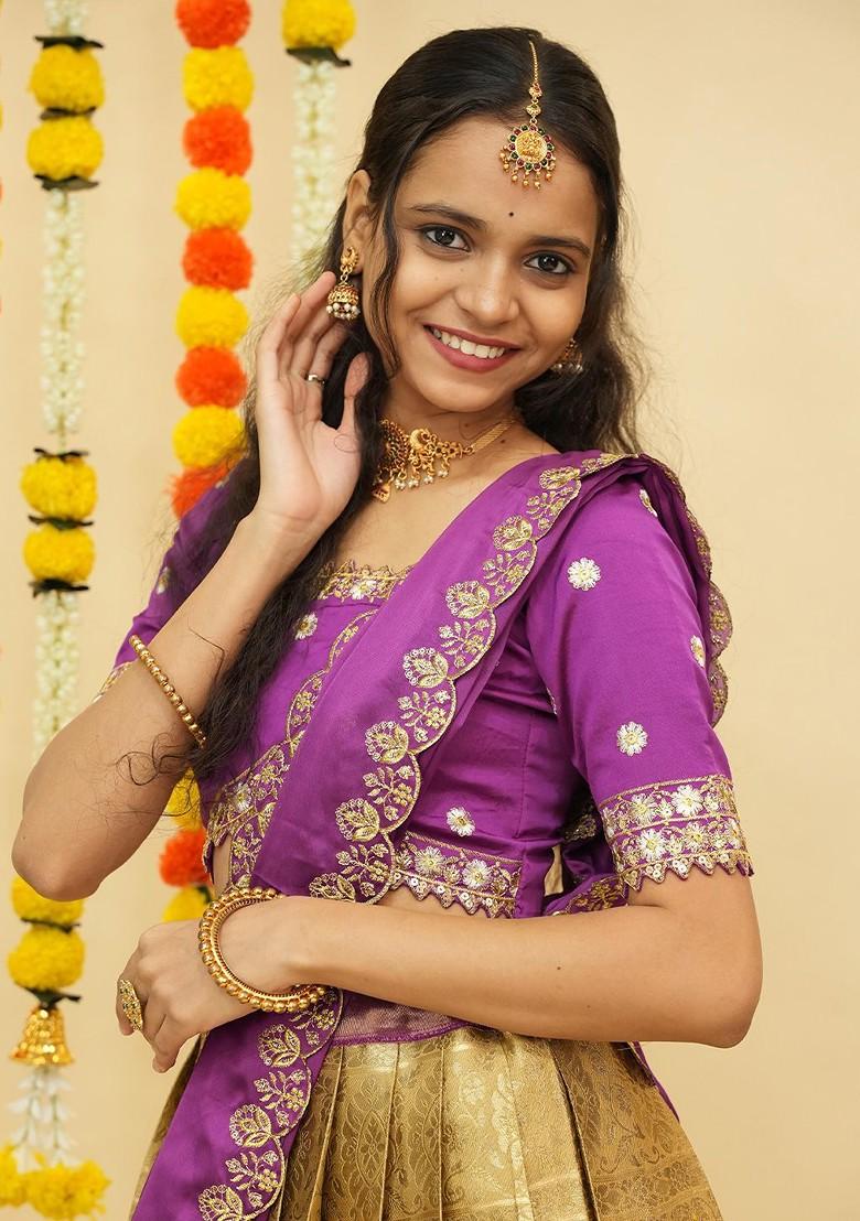 Cream Emboridered Blended Lehenga Choli - Indya