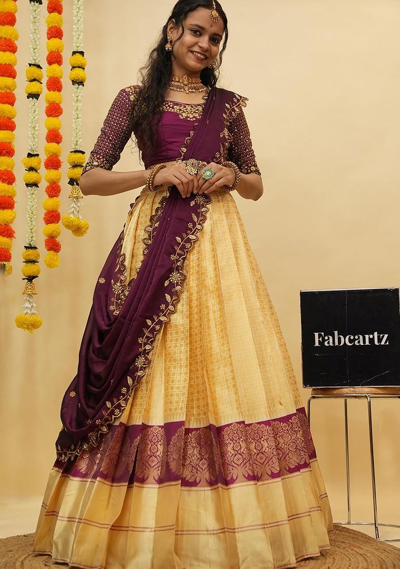 Purple Emboridered Blended Lehenga Choli - Indya
