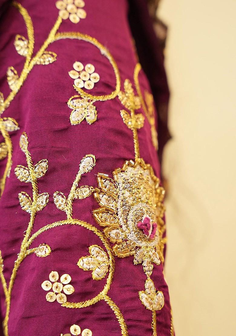 Cream Embellished Blended Lehenga Choli - Indya