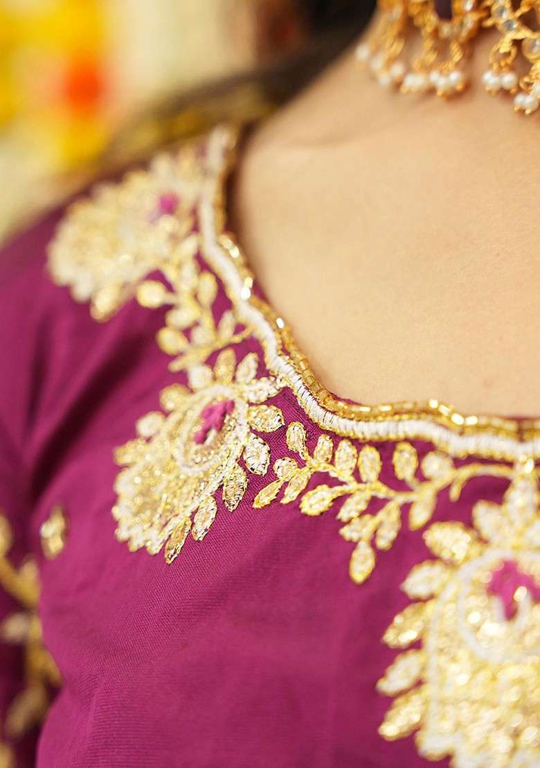 Cream Embellished Blended Lehenga Choli - Indya