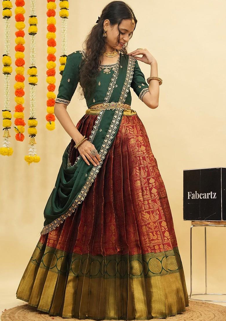 Maroon Emboridered Blended Lehenga Choli - Indya