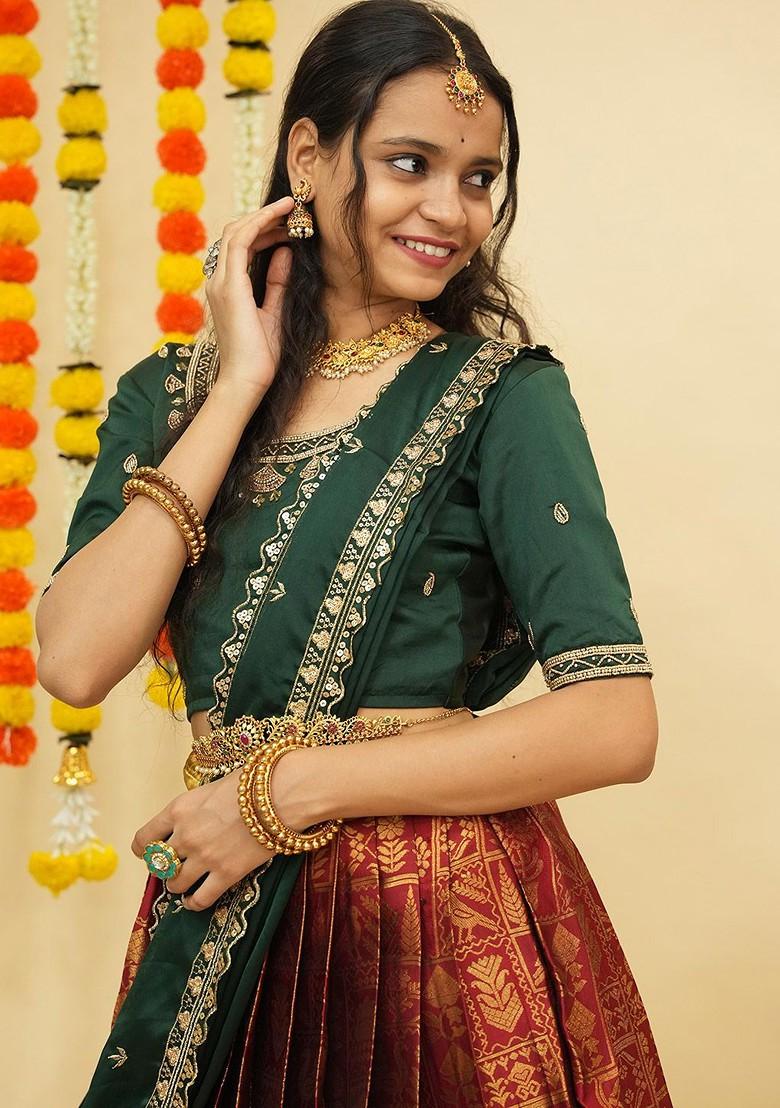 Maroon Emboridered Blended Lehenga Choli - Indya