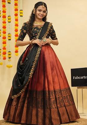 Maroon Zari Work Blended Lehenga Choli