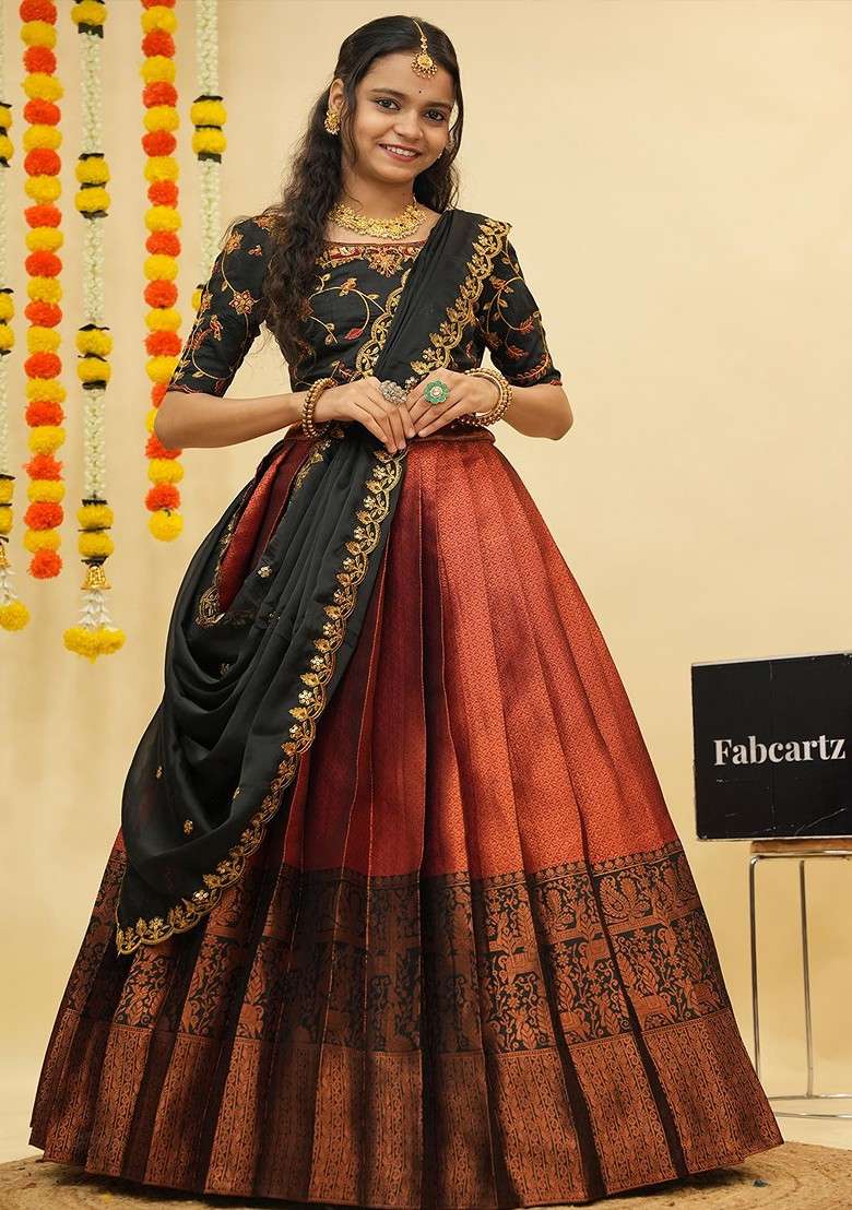 Maroon Zari Work Blended Lehenga Choli - Indya