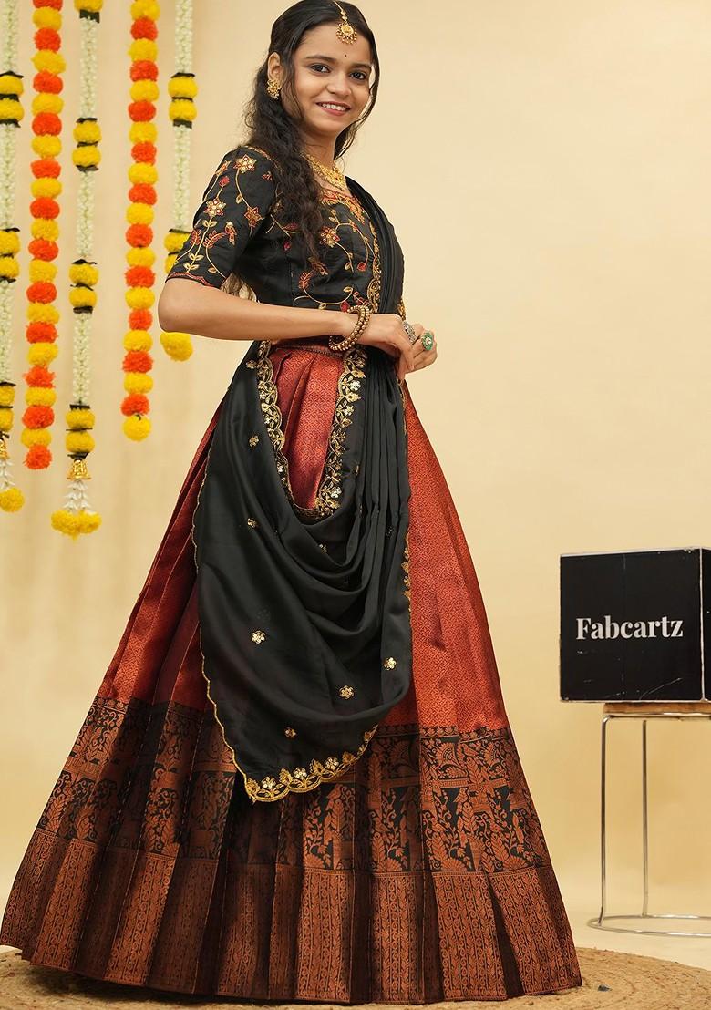 Maroon Zari Work Blended Lehenga Choli - Indya