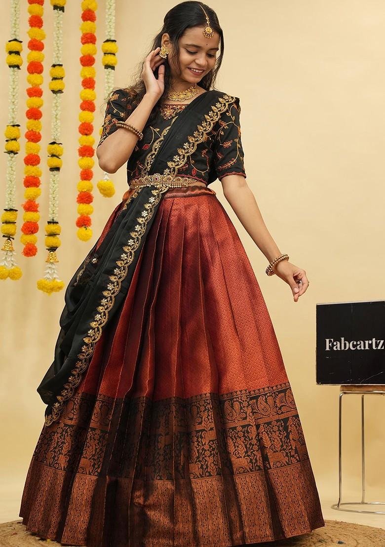 Maroon Zari Work Blended Lehenga Choli - Indya