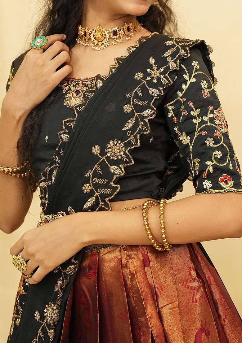 Maroon Emboridered Blended Lehenga Choli - Indya