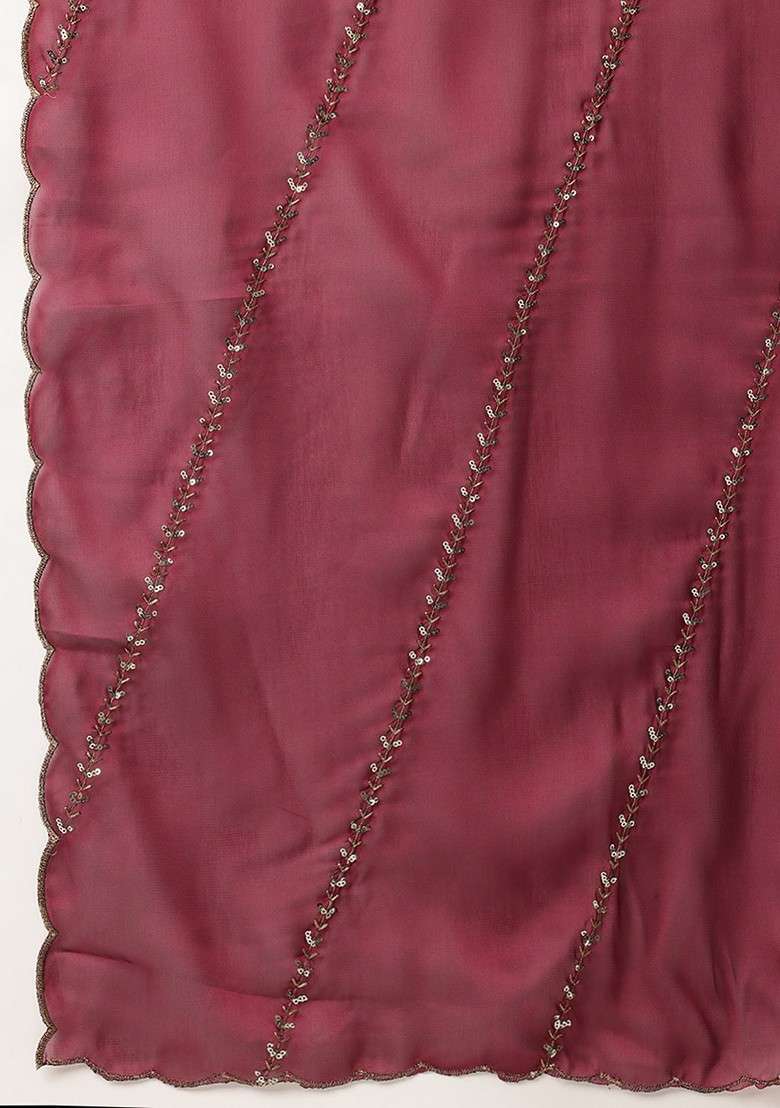 Purple Emboridered Blended Lehenga Choli - Indya
