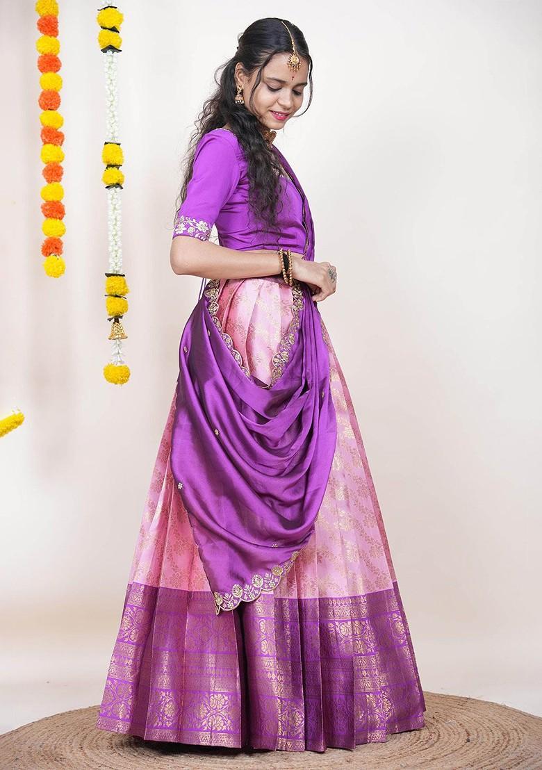 Pink Zari Work Blended Lehenga Choli - Indya
