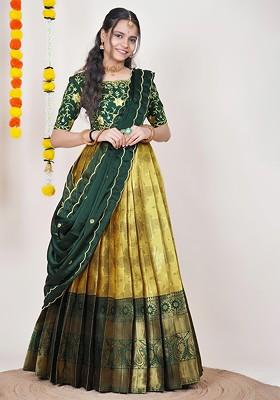 Yellow Emboridered Blended Lehenga Choli