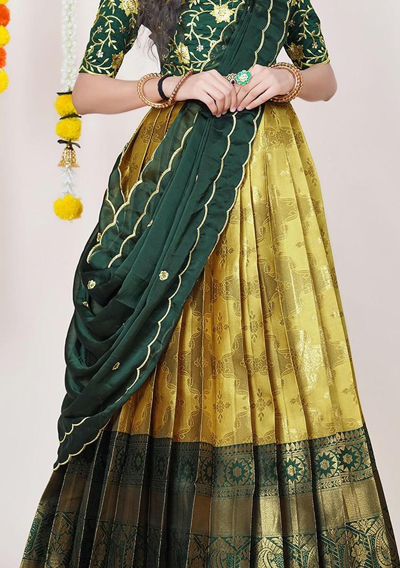 Yellow Emboridered Blended Lehenga Choli - Indya